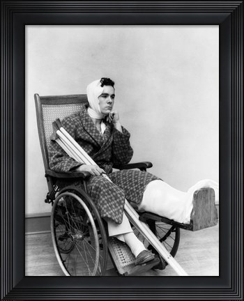 Framed 1930s Man In Wheelchair Print