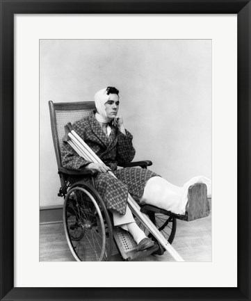 Framed 1930s Man In Wheelchair Print