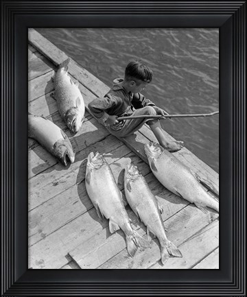 Framed 1930s Boy Seated On Dock Print