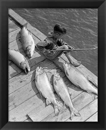 Framed 1930s Boy Seated On Dock Print