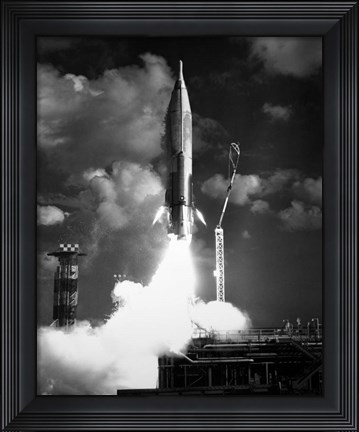 Framed 1960s Atlas Icbm Launch Print
