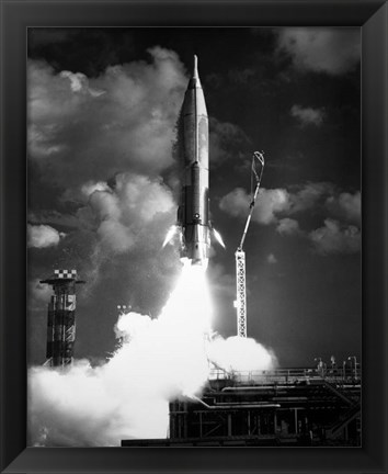 Framed 1960s Atlas Icbm Launch Print