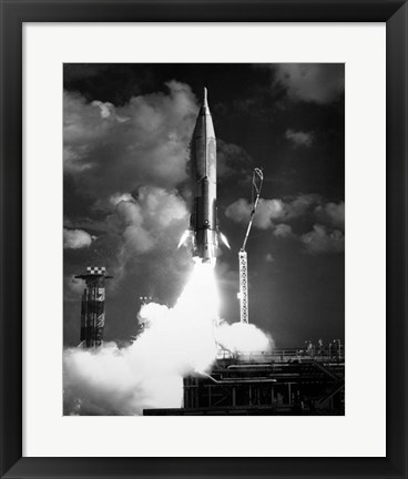 Framed 1960s Atlas Icbm Launch Print