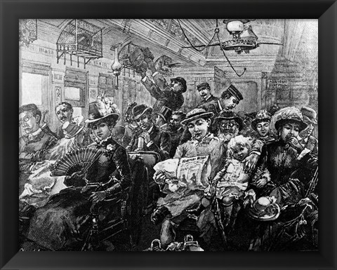 Framed 1880S Illustration Crowded Passenger Car Print