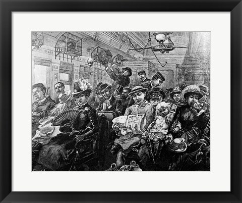 Framed 1880S Illustration Crowded Passenger Car Print