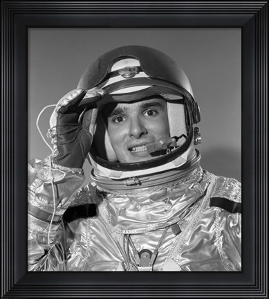 Framed 1960s Portrait Of Saluting Astronaut In Space? Print