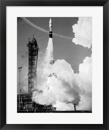 Framed 1960s Missile Taking Off From Launch Pad Print