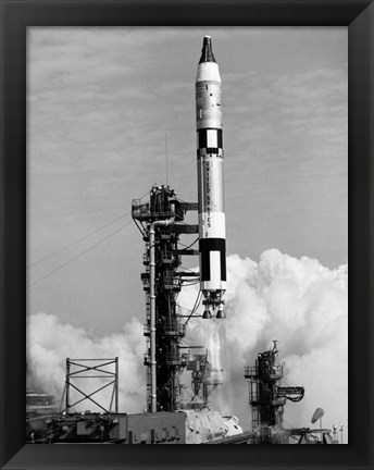 Framed 1960s US GIII Missile Taking Off From Launch Pad Print