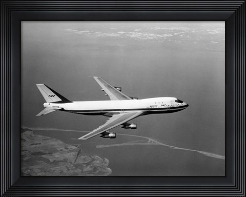 Framed 1960s Boeing 747 In Flight Print