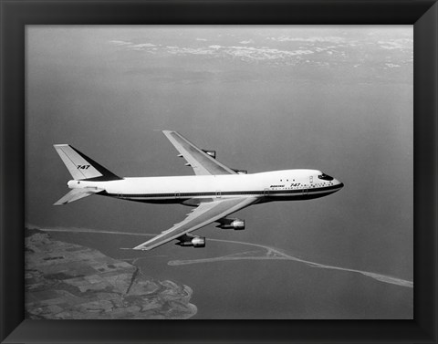 Framed 1960s Boeing 747 In Flight Print