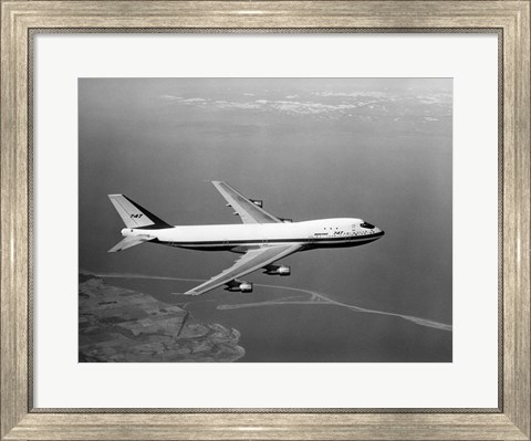 Framed 1960s Boeing 747 In Flight Print