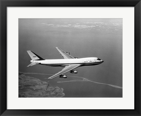 Framed 1960s Boeing 747 In Flight Print