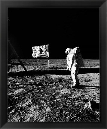 Framed 1969 Astronaut Us Flag Print
