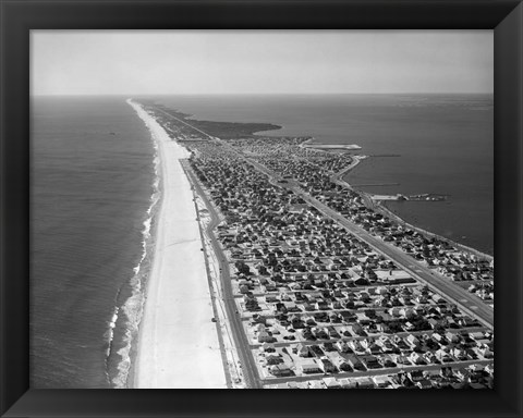 Framed 1970s 1980s Aerial Of Jersey Shore Print