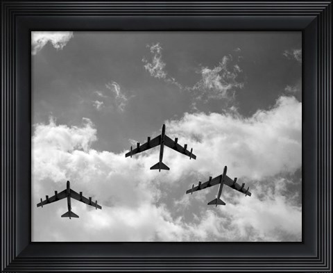 Framed 1950s Three B-52 Stratofortress Bomber Airplanes Print
