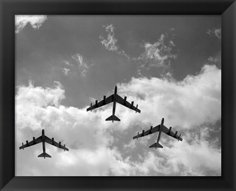 Framed 1950s Three B-52 Stratofortress Bomber Airplanes Print