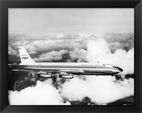 Framed 1950s Boeing 707 Passenger Jet Flying Print