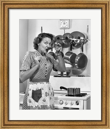 Framed 1950s Housewife Cooking Print