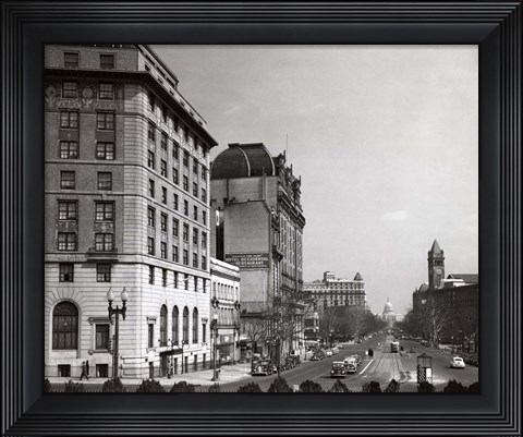 Framed 1940s Pennsylvania Avenue With Capitol Building Print
