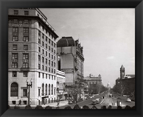 Framed 1940s Pennsylvania Avenue With Capitol Building Print