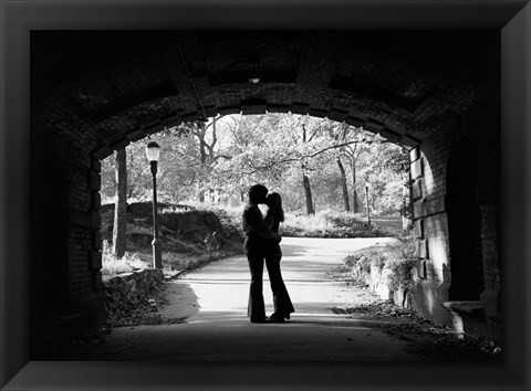 Framed 1960s Silhouette Of Young Couple Print