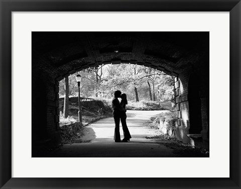 Framed 1960s Silhouette Of Young Couple Print