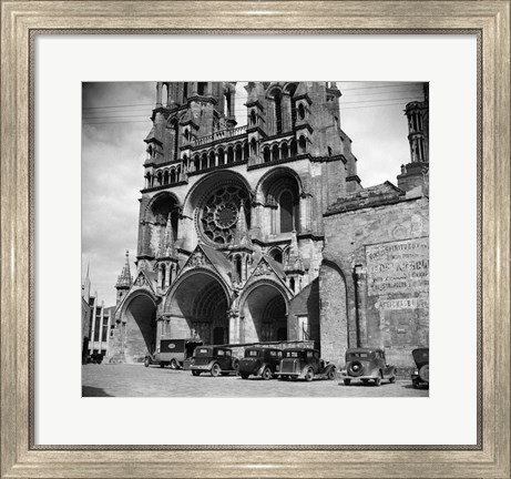 Framed 1930s Laon Cathedral Constructed In 12Th And 13Th Print