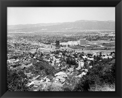 Framed 1940s View Overlooking Universal City Ca Usa Print