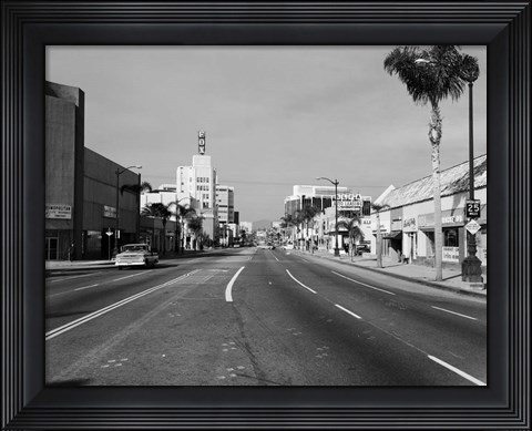 Framed 1960s Street Scene West Wilshire Blvd Los Angeles, California Print