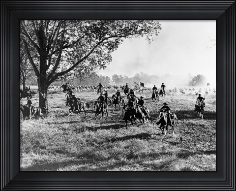 Framed Army Regiment Cavalry Coming To Rescue Print