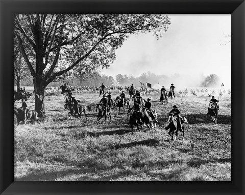 Framed Army Regiment Cavalry Coming To Rescue Print