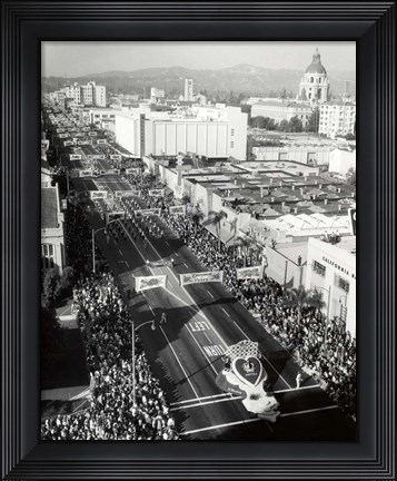 Framed 1940s 1950s Aerial View Tournament Of Roses Parade? Print