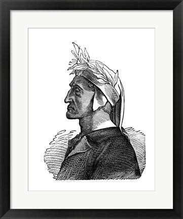 Framed 1300S Dante Alighieri Italian Poet Print