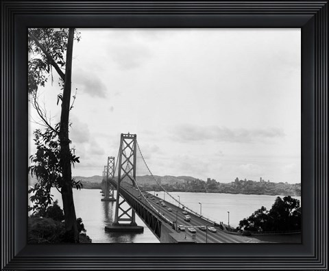 Framed 1950s Oakland Bay Bridge San Francisco California Print
