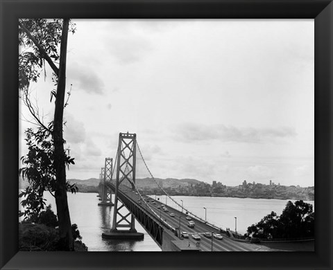 Framed 1950s Oakland Bay Bridge San Francisco California Print