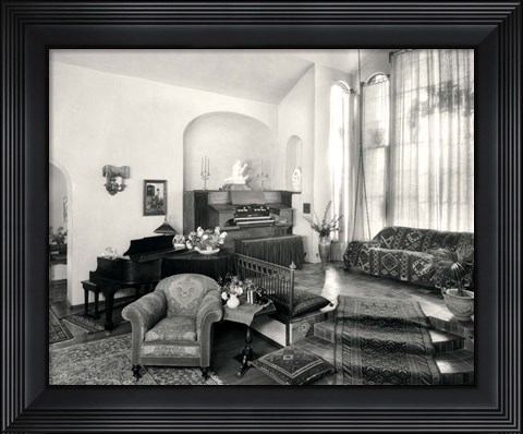Framed 1920s Interior Upscale Music Room With Piano And Organ Print