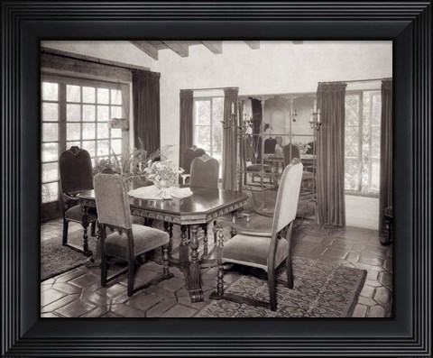 Framed 1920s Interior Upscale Mediterranean Style Dining Room Print