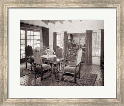 Framed 1920s Interior Upscale Mediterranean Style Dining Room Print