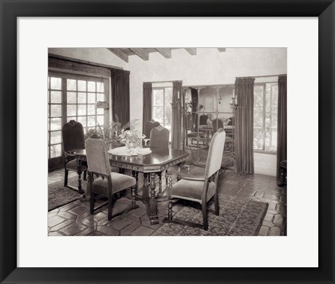 Framed 1920s Interior Upscale Mediterranean Style Dining Room Print