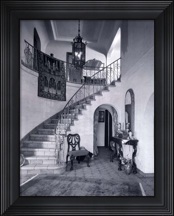 Framed 1920s Upscale Home Entry With Spiral Staircase Print