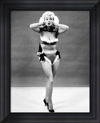 Framed 1950s Young Woman Standing Inside Print