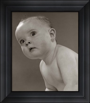 Framed 1950s Portrait Baby Leaning To Side Print