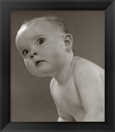 Framed 1950s Portrait Baby Leaning To Side Print