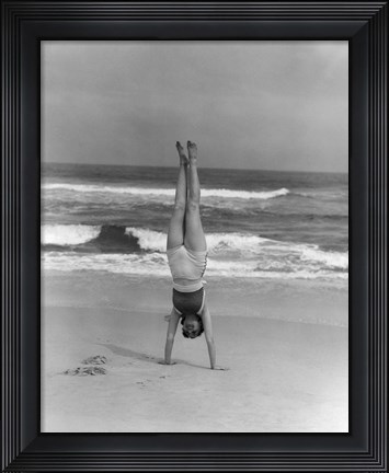 Framed 1930s Woman Doing Handstand Print