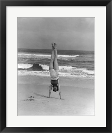 Framed 1930s Woman Doing Handstand Print