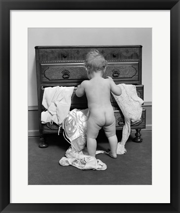 Framed 1930s Rear End View Of Naked Baby Print