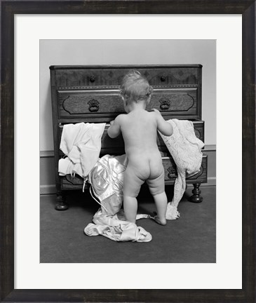 Framed 1930s Rear End View Of Naked Baby Print