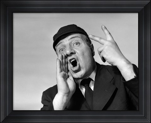 Framed 1950s Baseball Umpire Calling A Strike Print