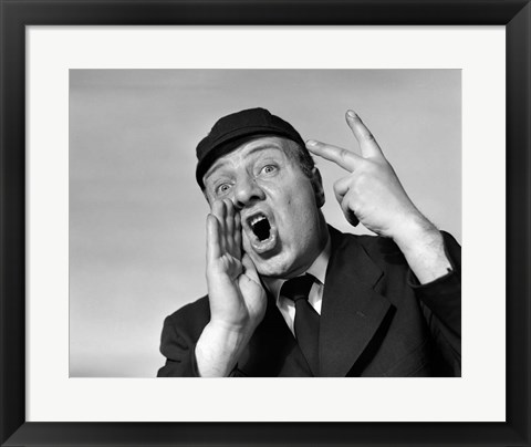 Framed 1950s Baseball Umpire Calling A Strike Print