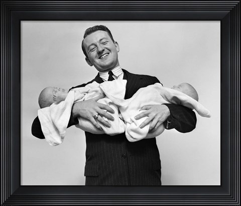 Framed 1930s Proud Father Smiling Print